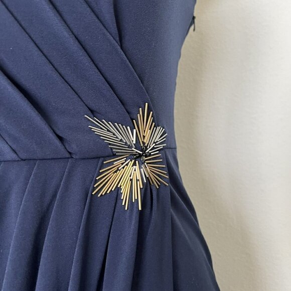 MAX and CLEO embellished DRESS blue SIZE 4 One Shoulder fitted mini VINTAGE NEW - Picture 10 of 16